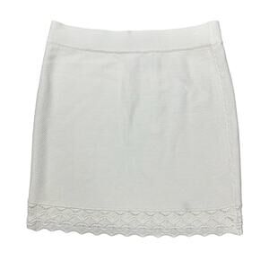 Club Monaco White Fancy Stitch Knit Mini Skirt
